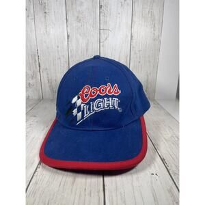 Vintage Coors Light Hat cap Strap back white blue mens adult 90s Retro beer